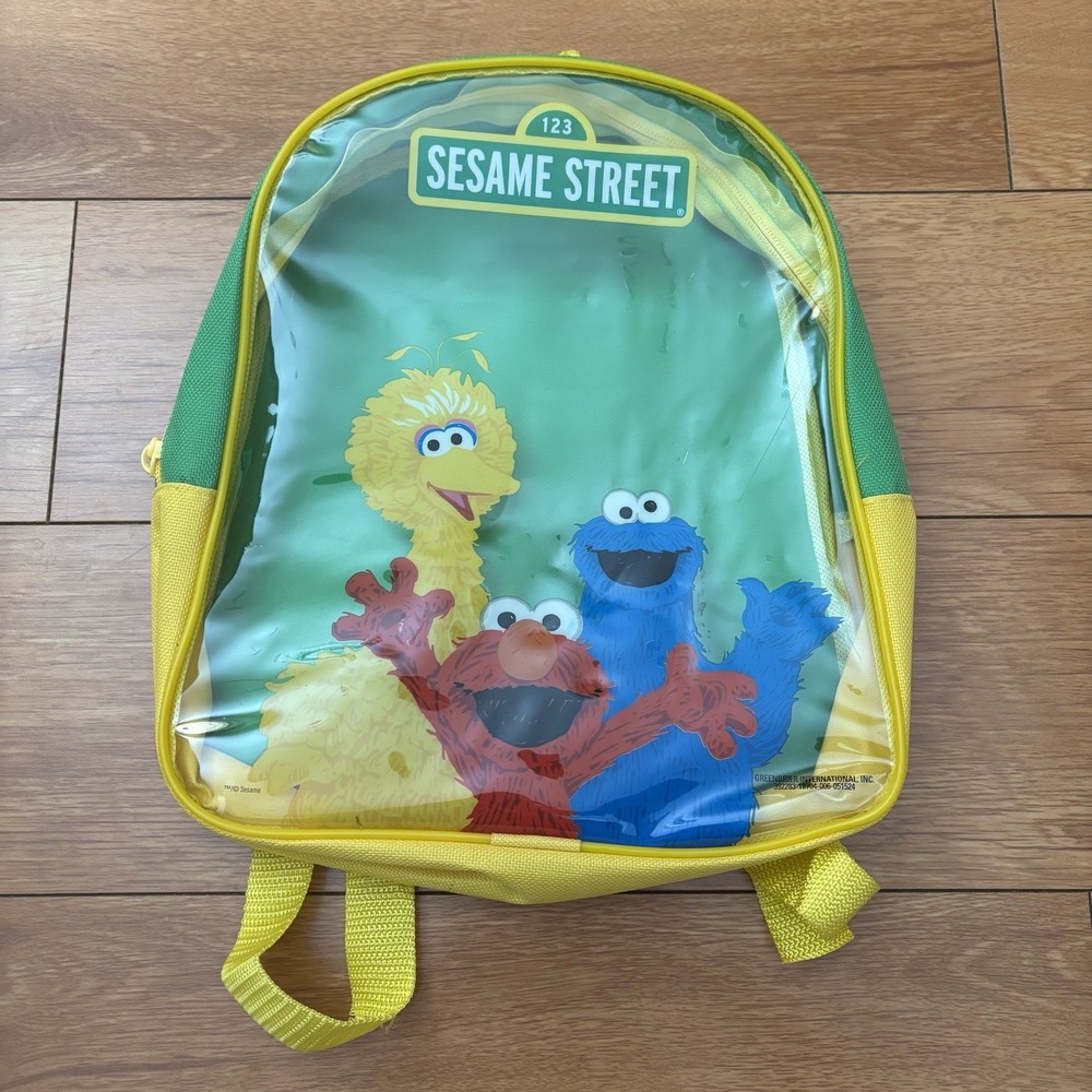 Sesame Street See Through Clear Book bag Backpack Big Bird Cookie Monster